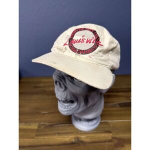 Vintage University of Louisville Cardinals Snapback Hat Beige Distressed